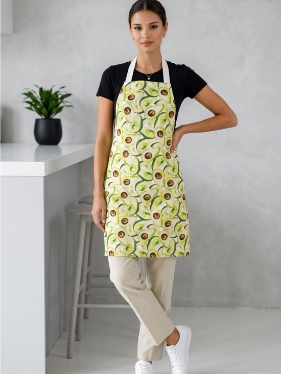 Handmade Other - 2009 - Avocado Print Kitchen Apron in Green - handmade